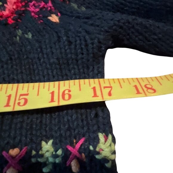 Susan Bristol Womens Fair Isle Knit Sweater S Black Red Multicolor Cotton Blend - Picture 4 of 6